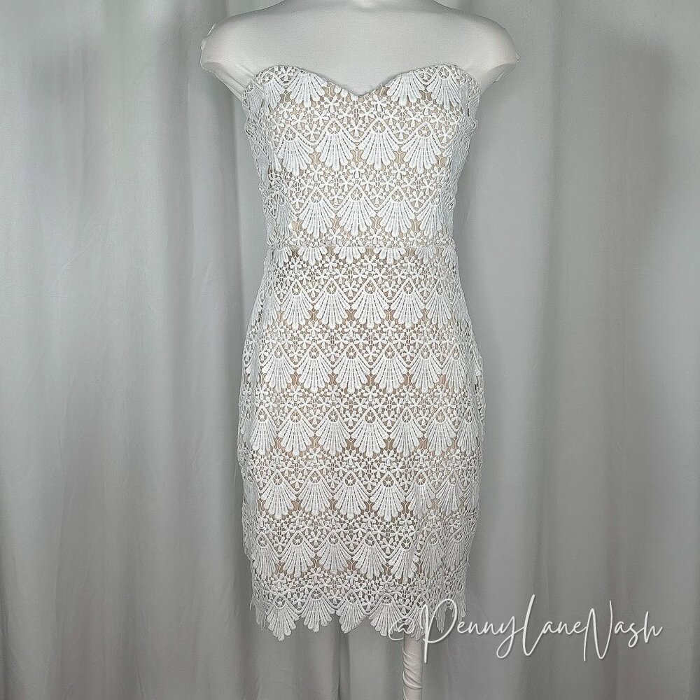 Charlotte Russe Strapless Crochet Lace Mini Dress White